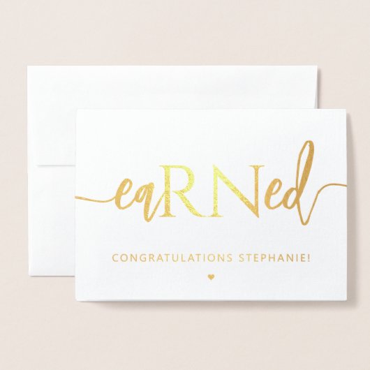 RN Registered Nurse EaRNed Nursing Gratulation Folienkarte (Vorderseite mit Umschlag)