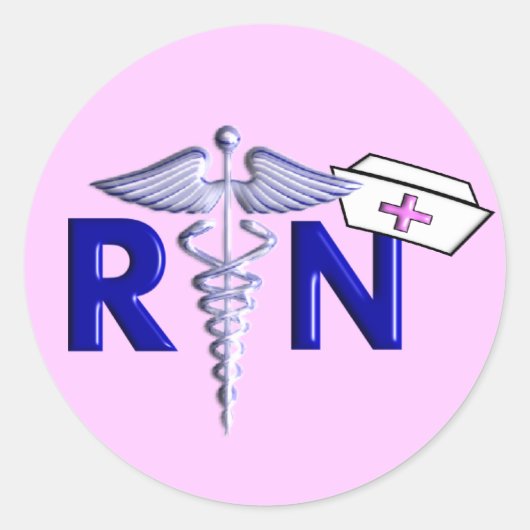 RN (Registered Nurse) Geschenke mit Embossed Style Runder Aufkleber (Vorderseite)