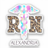 RN, Registered Nurse Leopard Aufkleber (Vorderseite)