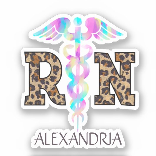 RN, Registered Nurse Leopard Aufkleber (Vorderseite)