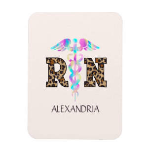 RN, Registered Nurse Leopard Magnet