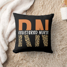 RN Registered Nurse Leopard Typografy Kissen