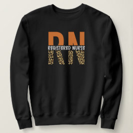 RN Registered Nurse Leopard Typografy Sweatshirt