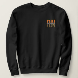 RN Registered Nurse Leopard Typografy Sweatshirt
