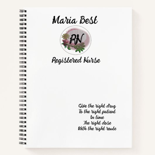 RN Registered Nurse Spiral Notebook Notizblock (Vorderseite)