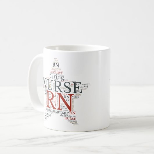 RN Registered Nurse Tasse | Nurse Star Word Cloud (Vorderseite Links)
