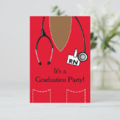 Rn-Schwarz-Krankenschwester-Abschluss-Einladung Einladung (Stehend Vorderseite)