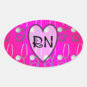 RN Stethoscope Design Ovaler Aufkleber (Vorderseite)