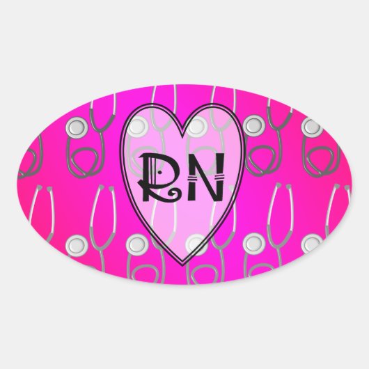 RN Stethoscope Design Ovaler Aufkleber (Vorderseite)