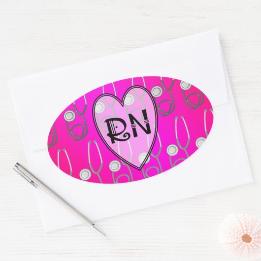 RN Stethoscope Design Ovaler Aufkleber (Umschlag)