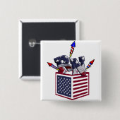 RN USA FEUERWERKE DES FLAGGEN-KASTEN-O - BUTTON (Vorne & Hinten)