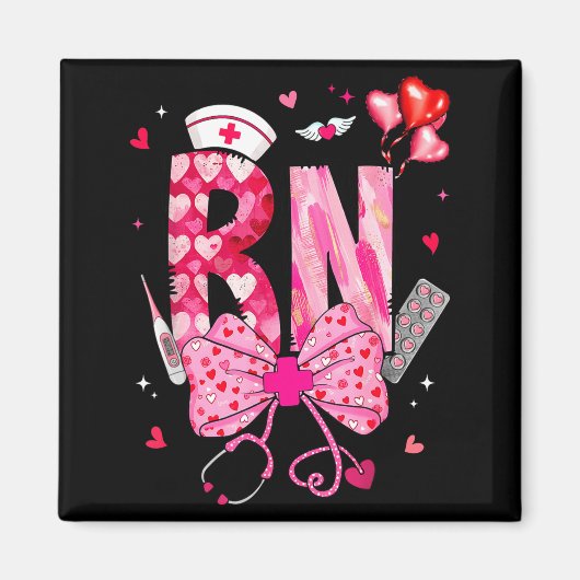 Rn Valentine Coquette Bow Stethoscope Nurse Girl W Magnet (Vorne)