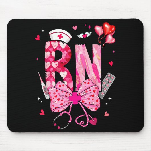 Rn Valentine Coquette Bow Stethoscope Nurse Girl W Mousepad (Vorne)