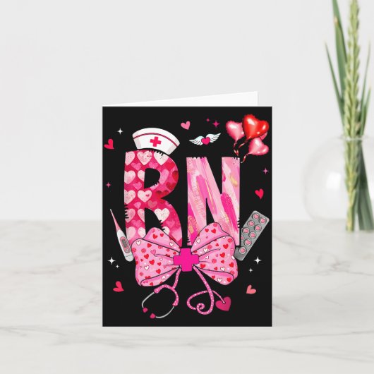 Rn Valentinstag Coquette Bogen Stethoskop Krankens Karte (Vorderseite)