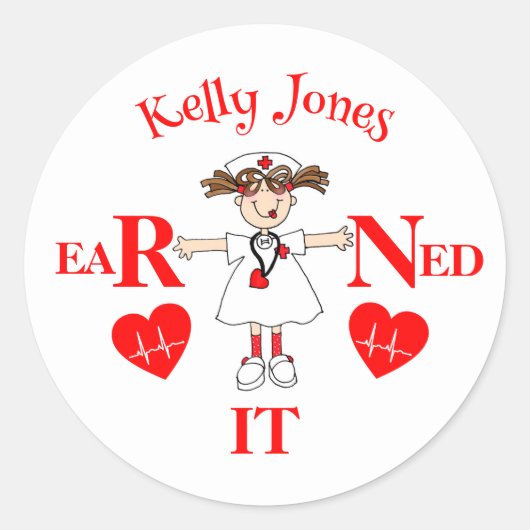 RN verdient seinen Abschluss Runder Aufkleber (Vorderseite)