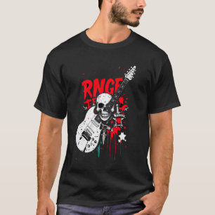 Rnge Electric Guitar Graffiti Skull Grunge T - Shi T-Shirt