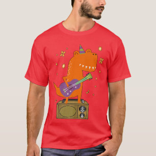 Roaar Star Cute Dinosaur Rock With Guitar Dino Mus T-Shirt