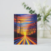 Road Between Electricity and Nature Dramatic Sun Postkarte (Stehend Vorderseite)