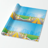 Road Cones Leading To A City Wrapping Paper Geschenkpapier (Ungerollt)