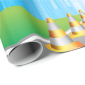Road Cones Leading To A City Wrapping Paper Geschenkpapier (Rolleneckpunkt)