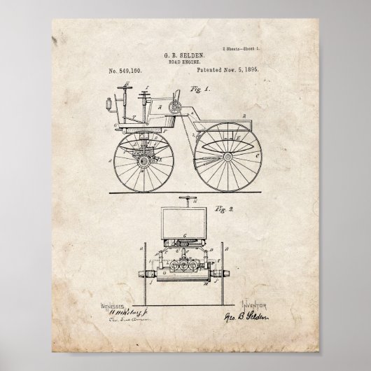 Road Engine Patent - Old Look Poster (Vorne)