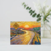 Road Journey Rock and Roll Never Ends Stringtown  Postkarte (Stehend Vorderseite)
