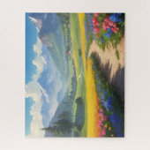 road leading to the village with mountains in the puzzle (Vertikal)