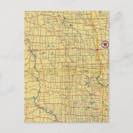 Road Map N & S Dakota Postkarte (Vorderseite)