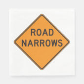 Road Narrows Road Sign Paper Napkins Serviette (Vorderseite)