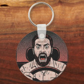 Road Rage Comic – Driver’s Fury Unleashed Schlüsselanhänger (Vorderseite)