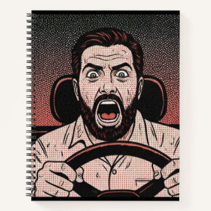 Road Rage Comic – Unkontrollierte Wut des Fahrers Notizblock