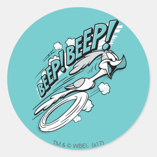 ROAD RUNNER™ REEP BEEP BEEP™™ Halftone Runder Aufkleber (Vorderseite)