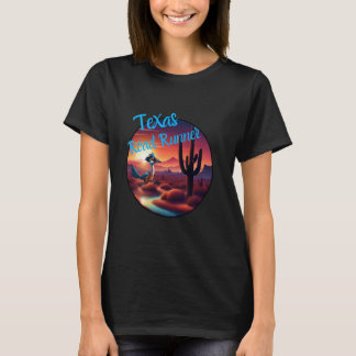 Road Runner Texas Wüste Sunset Cactus Running Bir T-Shirt