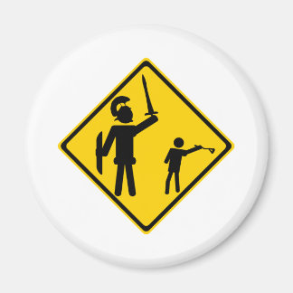 Road Sign David und Goliath Magnet