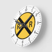 Road Sign Railroad Road Crossing Runde Wanduhr (Winkel)