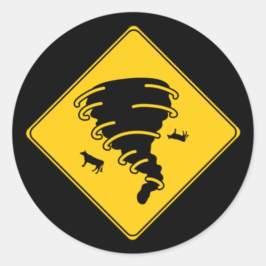 Road Sign- Tornado Runder Aufkleber (Vorderseite)