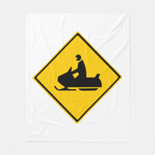 Road Snowmobile Warning Sign Snow Winter Fleecedecke