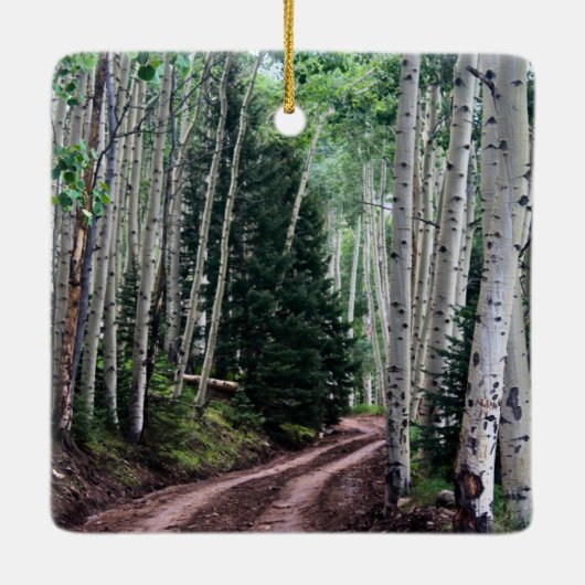 Road Through The Birch Keramikornament (Rückseite)