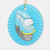 Road Trip Blue Van Keramikornament (Links)