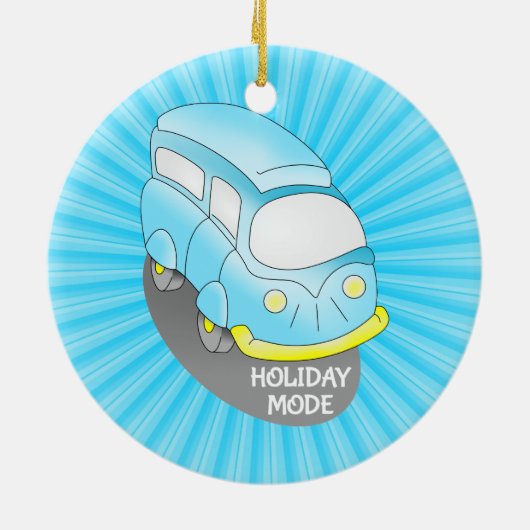 Road Trip Blue Van Keramikornament (Hinten)