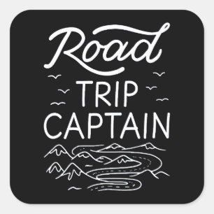 Road Trip Captain I - RV-Pilot Camping-Urlaub Quadratischer Aufkleber
