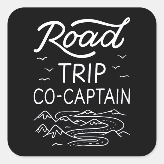 Road Trip Co-Captain I Quadratischer Aufkleber (Vorderseite)