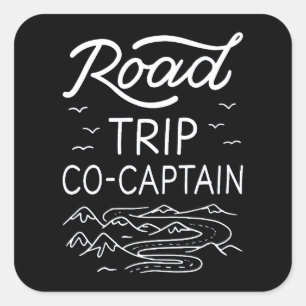 Road Trip Co-Captain I Quadratischer Aufkleber