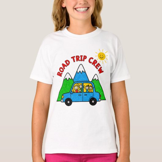 Road Trip Crew Kids Travel Drawing T-Shirt (Vorderseite)