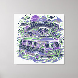 Road Trip mit Colorful Van Leinwanddruck