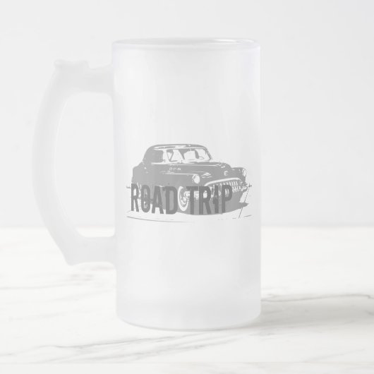 Road Trip Oldtimer Mattglas Bierglas (Links)