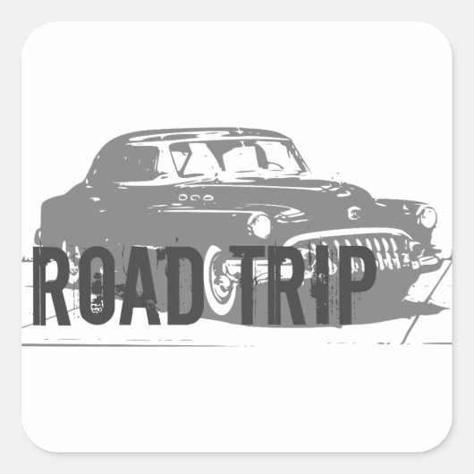 Road Trip Oldtimer Quadratischer Aufkleber (Vorderseite)
