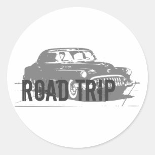 Road Trip Oldtimer Runder Aufkleber