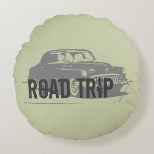 Road Trip Oldtimer Rundes Kissen