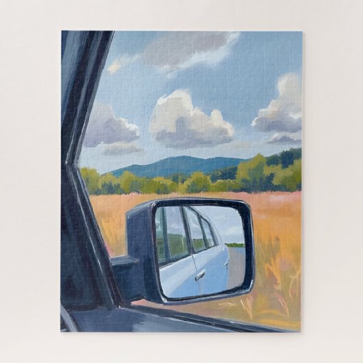 Road Trip | Rear View Mirror Watercolor Travel Puzzle (Vertikal)